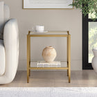 Hudson&Canal Hera 20"W Square Side Table with Mirror Shelf - Brass-Clean with a soft, dry cloth and no harsh chemicals or abrasive cleaning materials