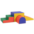 Qaba Toddlers Foam 4-Piece Play Set - Classic Colours-Practices climbing, crawling, and sliding 