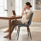 HOMCOM Dining Chairs with Metal Legs for Kitchen - Grey - Set of 4-Colour: Grey;