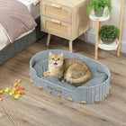 PawHut Pet Bed with Washable Cushion - Grey-Felt exterior resists scratching, ensuring long-lasting use and a tidy look 