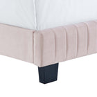 Modway Celine Channel Tufted Performance Velvet Queen Bed - Pink-Solid Wood Legs