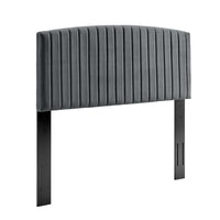 Modway - Rebecca Performance Velvet Tête de lit complète / Queen, Charbon de bois-Tête de lit Glam Deco