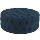 Modway Amour Upholstered Fabric Ottoman - Azure-Luxurious Round Ottoman