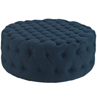 Modway Amour Upholstered Fabric Ottoman - Azure-Luxurious Round Ottoman