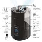HoneyWell Dual Comfort Cool Mist + Warm Steam Humidifier-Adjustable humidistat to set the desired humidity level between 30%-69%