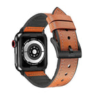 JCPal - Bracelet Gentry en Cuir pour Apple Watch 42 / 44mm - Marron Café-Support en TPU respirant avec canaux de circulation d'air