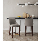 Manhattan Comfort - Shubert tabouret de comptoir moderne en similicuir 22,64" - taupe foncé - lot de 2-Cadre en bois de hêtre massif avec une finition foncée riche - dispose d’une plaque de pied en métal doré