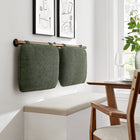 Modway Anela Wall-Mounted Chenille Upholstered King Size Headboard - Sage Walnut-Cushioned Pillow
