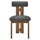 Modway - Torian Tissu Boucle Chaise à manger - Charbon de bois en noyer - Ensemble de 2-9