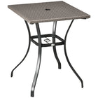 Outsunny - Table à manger de patio en osier avec trou pour parasol, gris clair-Table carrée pouvant accueillir jusqu'à 4 personnes  