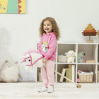 Qaba - Licorne cheval bâton en peluche avec roues en bois, vrais sons pour enfants - blanc-Tissu doux et bâton en peuplier robuste pour un jeu solide et sécurisé 