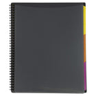 JAM Paper - Chemise multi-poches en plastique  - organiseur 12 pochettes - gris fumé - 26 -5 x 29 -5 cm-La couverture avant comporte une pochette d'affichage en plastique transparent pour les pages de couverture