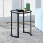 Hudson&Canal Mitera 20"W Round Side Table - Blackened Bronze-Hand crafted blackened bronze finish is applied to the metal frame