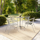 Chaise de restaurant empilable commerciale pour intérieure/extérieure en aluminium avec dossier à trois lattes et appuis-bras-Quantité de pile: 20
