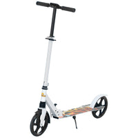 Qaba Kick Scooter with Adjustable Height, 200mm Big Wheel - White-Four height adjustments cater to growing children for years 