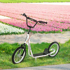 Aosom Youth Street Kick Scooter with 16'' Inflatable Wheel Dual Brakes - White-Wide textured foot deck anti-slip and help to maintain balance 