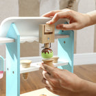 Qaba - Boutique de glaces en bois pour enfants avec aliments-jouets - bleu clair-Fabriqué en MDF et en bois pour la sécurité des enfants 
