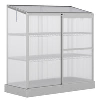 Outsunny - Serre de jardin en aluminium avec toit ouvrant et 2 étagères-Une base en acier galvanisé offre une stabilité renforcée contre les vents forts  
