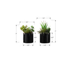 Monarch Specialties 7" Artificial Indoor Succulent Green Plants - Table - Glossy Black Pots - Set of 2-No assembly needed, simply place these potted green plants on a shelf, side table, or desk for a stylish and modern decorative accent