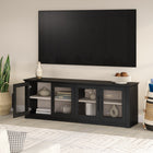 Hudson&Canal Thornwell TV Stand for TV's up to 78" with Glass Doors - Black Grain/Alder White-Product Dimensions: 15.75" L x 70" W x 24" H