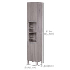 Kleankin Tall Freestanding Bathroom Storage Cabinet with Wood Grain - Wood Grain-An anti-tipping design and can be fixed to the wall for added safety   