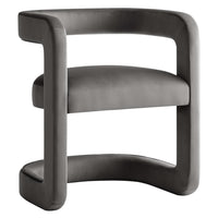 Modway - Winslow Performance Velvet Chaise d’accent en tonneau - Storm Grey-Chaise d’accent