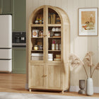 HOMCOM 71" H Tall Arched Kitchen Pantry Cabinet - Oak-Includes three adjustable shelves to fit various-sized items 
