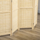 HOMCOM 4-Panel Bamboo Wave Freestanding Room Divider for Indoor Bedroom Office - Natural Wood-Elevated feet for more air circulation
