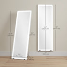 HOMCOM LED Standing Mirror with 3 Colour Lighting - 21" W x 64" H - Clear-Made with 4mm shatter-proof glass, ensuring clarity and family safety 