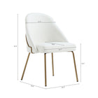 Manhattan Comfort Gracie 24.2" Modern Leatherette Upholstered Dining Chair - White and Gold - Set of 4-Upholstered in Luxurious Leatherette with Fine Stitching 