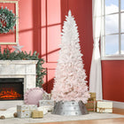 HOMCOM - Sapin de Noël artificiel 6' avec base en métal - rose et blanc-Blanc au sommet, s'estompe en rose, pour créer une atmosphère douce 