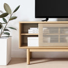 Modway Milo 59" TV Stand - Oak Tan-Non-marking Foot Caps