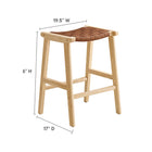 Modway - Saoirse Imitation cuir Tabouret de comptoir en bois - Brun naturel - Ensemble de 2-Conception du tressage en panier
