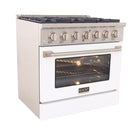 Kucht 36" KNG Series Pro Style Propane Gas Range - Stainless Steel/White-Electronic ignition with auto re-ignition reduces the risk of gas leaks for enhanced safety