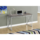 Monarch Specialties 7204 48" Computer Desk - Dark Taupe/Chrome Metal-Thick panel table top construction is durably designed with an easy to clean top, this compact desk is perfect for a home office for work or study.
