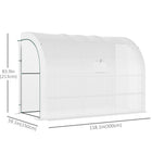 Outsunny - Serre adossée à paroi avec bâche en PE, fenêtres, étagères et 2 portes à glissière, blanc-Conçu pour être placé contre votre maison, garage, grange ou abri  
