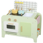 Qaba Kids Kitchen Playset with 15 Accessories- Green-Comes with 15 accessories, sparking your little chef's endless creative fun 