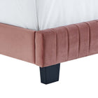 Modway Celine Channel Tufted Performance Velvet Twin Platform Bed - Dusty Rose-Wood Slat Support System