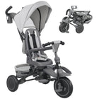 Qaba 6 in 1 Foldable Toddler Tricycle with Adjustable Push Handle, Removable Canopy - Grey-6-in-1 design adapts as your child grows from 12 to 60 months