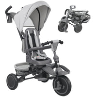 Qaba - Tricycle pliable 6 en 1 pour tout-petit, avec poignée de poussée réglable, auvent amovible, gris-Design 6-en-1 qui s'adapte à la croissance de votre enfant de 12 à 60 mois  