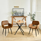 Homy Casa - Chaise  Moderne Rembourrée de Salle à Manger en Daim Marron - Pieds Noirs et Accents Dorés - Paquet de 2-Design Ergonomique : Dossier incurvé et siège rembourré pour un confort optimal pendant les repas.