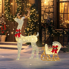 Outsunny - Décoration de Noël en forme de renne avec 170 lumières LED - Blanc-170 LED blanc chaud pour créer un effet vibrant et améliorer sa visibilité la nuit  