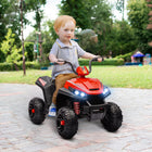 Qaba 12V Battery Powered Quad Kids ATV with Four Wheels Spring Suspension - Red-Realistic design mimics adult quad bikes, improving playtime 
