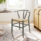 Modway Amish 32" Wood Dining Accent Chair - Light Grey-Foot Bar Supports