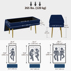 HOMCOM Storage Bench for End of Bed - Dark Blue-Elegant bedroom bench with gold-tone legs adds a touch of sophistication
