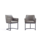 Manhattan Comfort - Lot de 2 fauteuils de salle à manger modernes Serena 23,03 po en similicuir gris-Fauteuil de salle à manger moderne pour salle à manger et usage de travail lot de 2