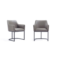 Manhattan Comfort - Lot de 2 fauteuils de salle à manger modernes Serena 23,03 po en similicuir gris-Fauteuil de salle à manger moderne pour salle à manger et usage de travail lot de 2