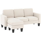 HOMCOM L-Shaped Sectional Couch with Changeable Chaise - Cream White-Combines pocket springs and high-density foam, offering firm support and plush comfort