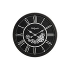 Monarch Specialties Clocks 30" Round Oversized Wall Clock - Black -Make a bold statement with this large, oversized 30" round wall clock featuring a moving gear mechanism in sleek black, perfect for transitional style home decors