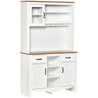 HOMCOM 71" H Kitchen Buffet Hutch Cabinet with Utility Drawer and 3 Door Units - White-Use it together as a dining hutch or separate the 2 parts as a sideboard and a buffet 